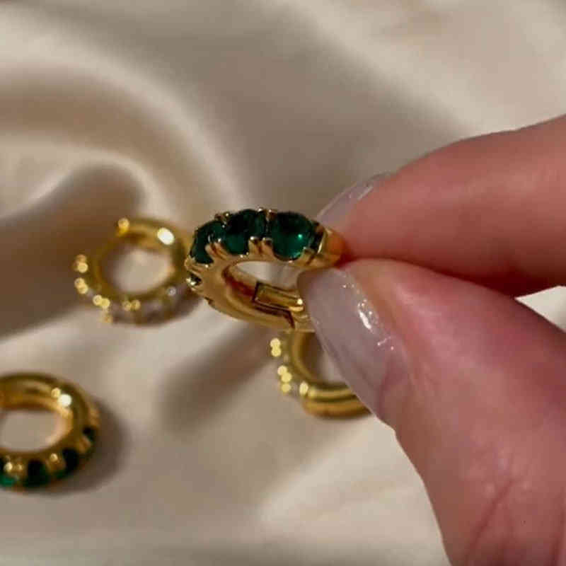 Earring S925 Sterling Silver French Emerald Crystal Earrings Women Fashion Court Earrings High Sense