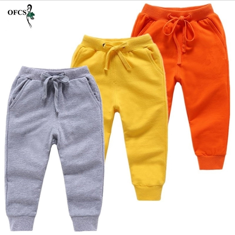 Retail Sale Cotton Pants For 2-10 Years Old Solid Boys Girls Casual Sport Jogging Enfant Garcon Kids Children Trousers 211103