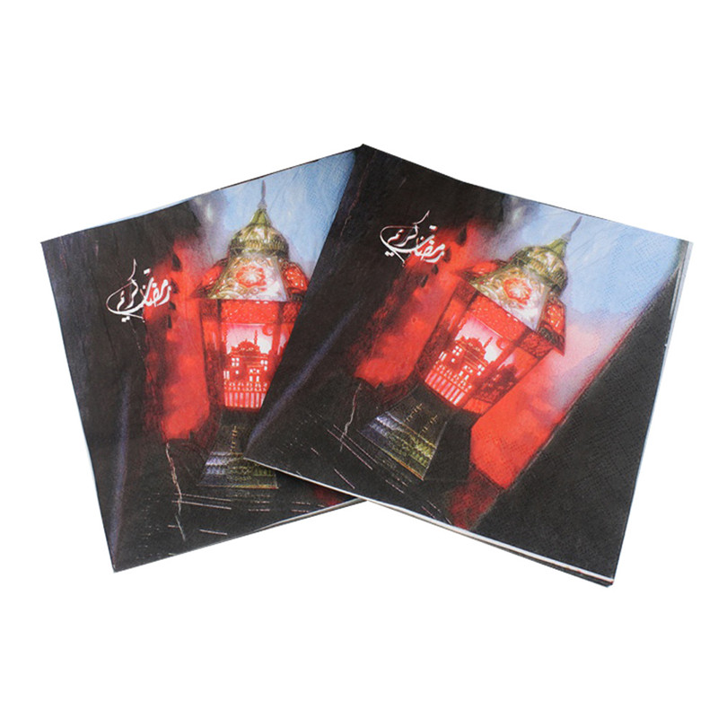 Ramadan Party Napkin Square 20pcs/lot Disposable Tissue Paper Eid barak Happy Ramadans Event Celebration Tableware Decoration GGA4688 Free shipping