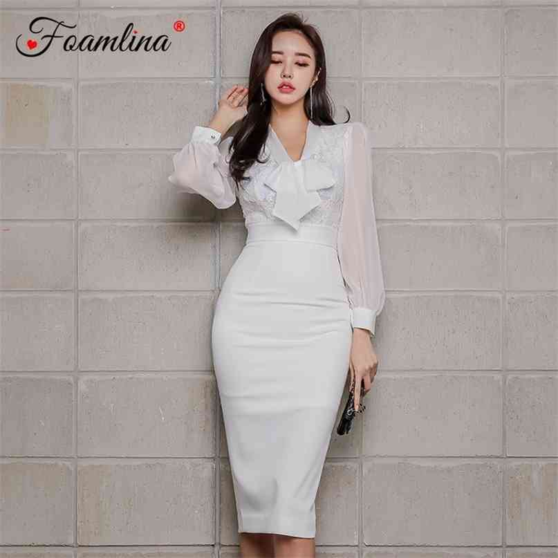 Fashion Spring Summer Women Bowknot Collar Perspective Mesh Long Sleeve Lace Patchwork Wear to Work Party Pencil Dresses 210603, White
Fashion Spring Summer Women Bowknot Collar Perspective Mesh Long Sleeve Lace Patchwork Wear to Work Party Pencil Dresses 210603, White