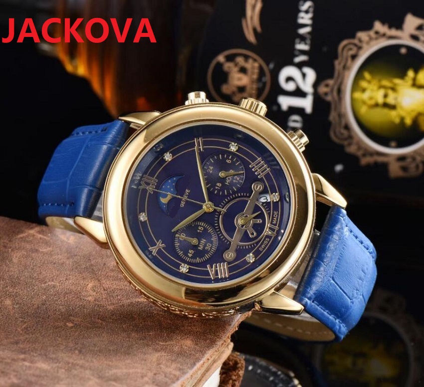 Mens Japan Quartz Movement Full Functional Stopwatch Moon Wristwatches Analog Date Quartz Big Clock Male Leather Military Waterproof Watch Relogio Masculino, As pic
Mens Japan Quartz Movement Full Functional Stopwatch Moon Wristwatches Analog Date Quartz Big Clock Male Leather Military Waterproof Watch Relogio Masculino, As pic
