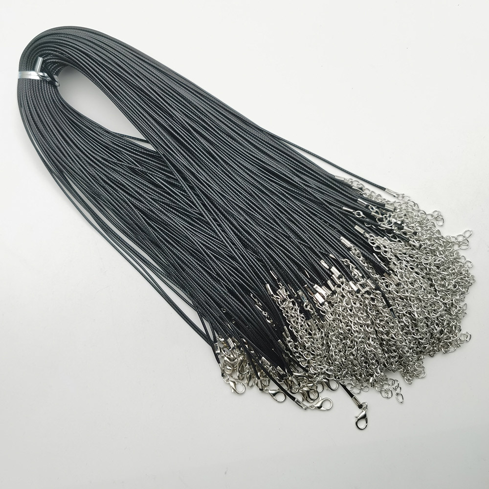 45cm 60cm Black 15mm 20mm Wax Rope Lobster Clasp Chains for Necklace Lanyard Jewelry Pendant Cords Making ACC8544990