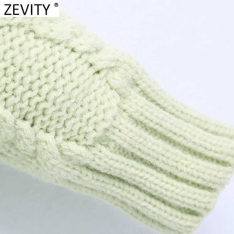 Zevity Women Fashion V Neck Patchwork Cardigan Knitting Sweater Female Chic Long Sleeve Diamond Buttons Casual Outwear Tops S566 210603