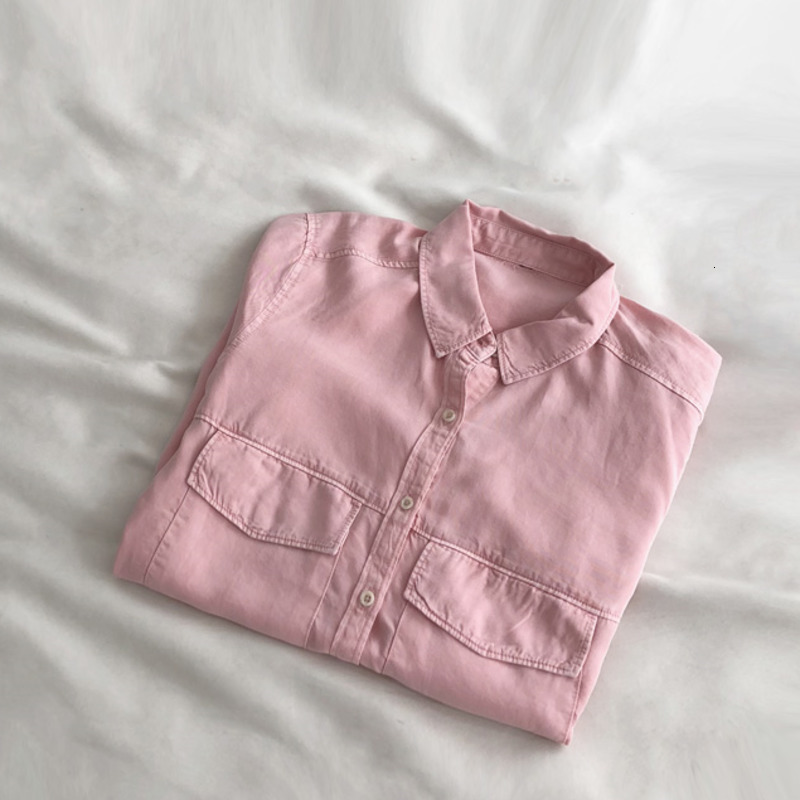 Women's Blouses & Shirts Spring Summer Soft Tencel Denim Turn Down Collar Long Sleeve Loose Straight Women Casual Pink Thin Shirt 
Women's Blouses & Shirts Spring Summer Soft Tencel Denim Turn Down Collar Long Sleeve Loose Straight Women Casual Pink Thin Shirt