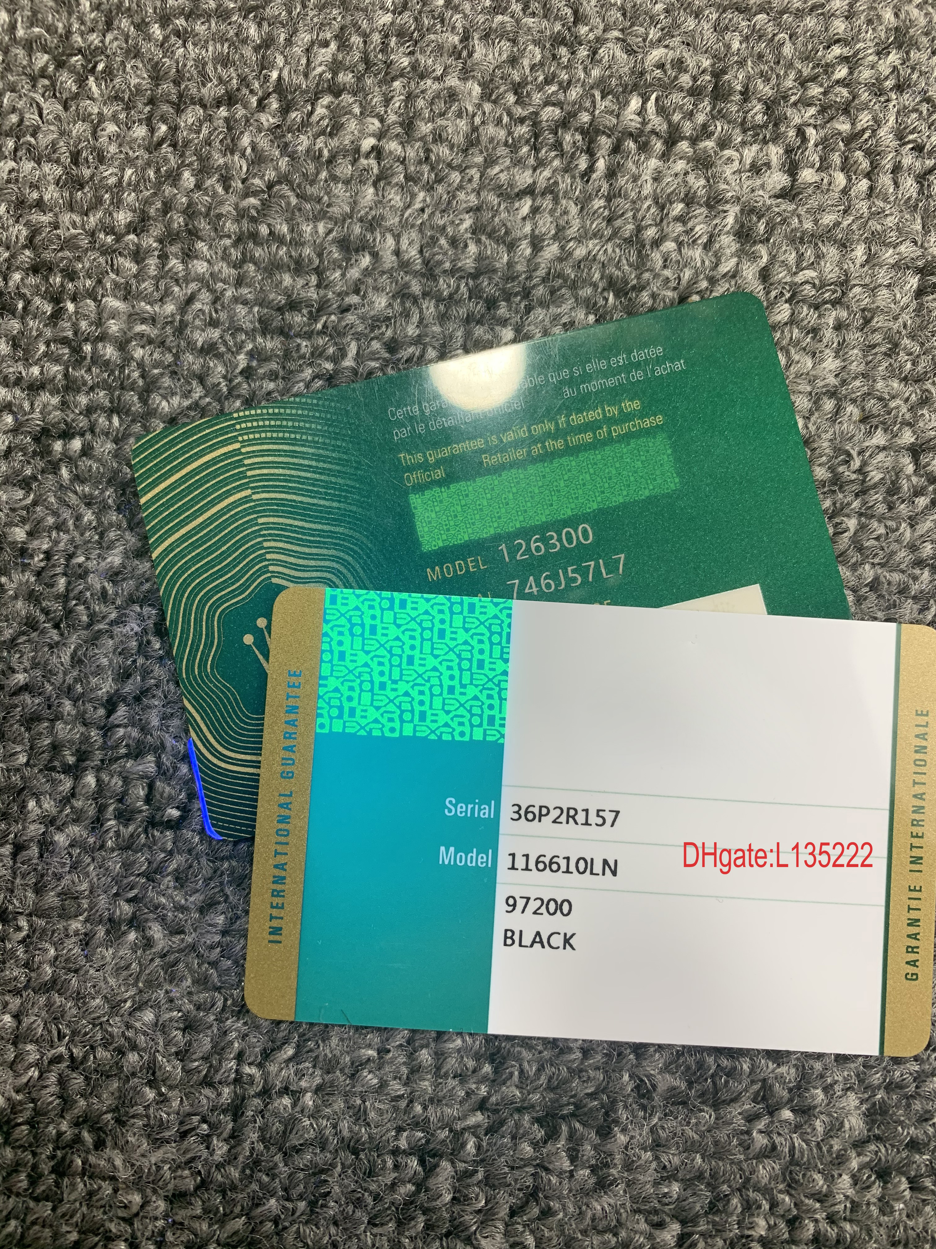 Highest quality Private order Green Security Warranty Card Custom Print Model Serial Number Address On Guarantee Card Watch Box For Rolex Boxes Watches Tags
Highest quality Private order Green Security Warranty Card Custom Print Model Serial Number Address On Guarantee Card Watch Box For Rolex Boxes Watches Tags
