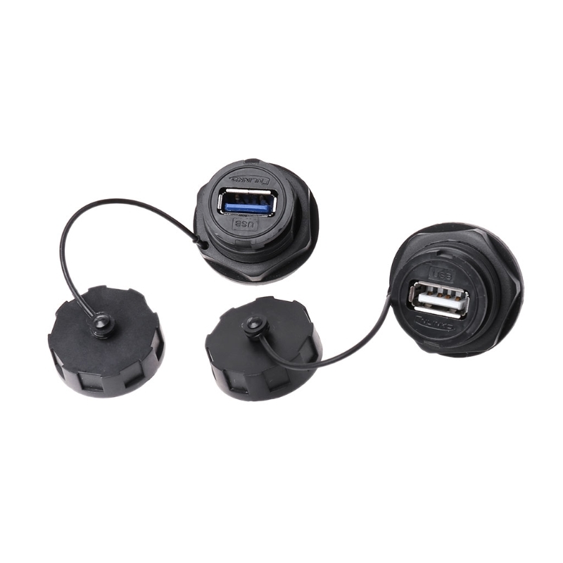 Usb Female Socket Plug Panel Mount Adapter Waterproof Connector IPL7 With Cap