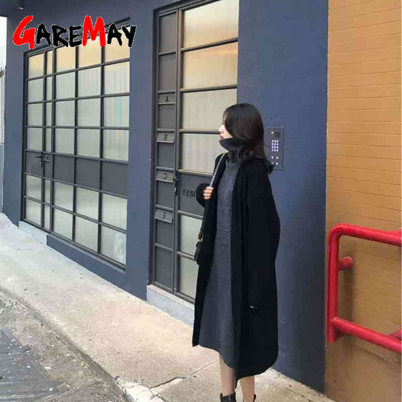 Women Long Cardigans Sweaters Knitting Female Streetwear Sleeve Oversize Ladies Loose Knitted Cardigan Coat for 210428