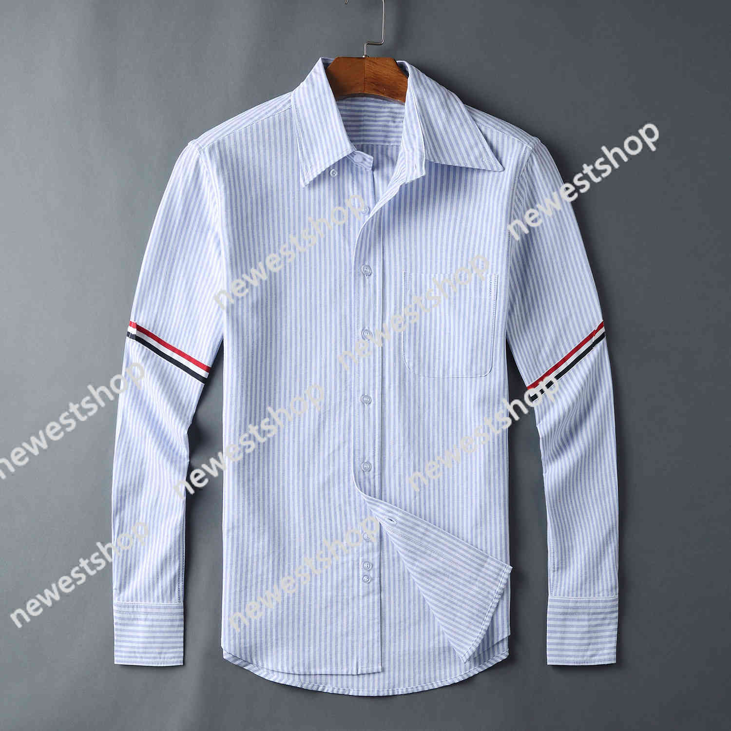 2021 Tb Luxury Brand Shirt Casual Cotton Striped Men Turn Down Collar Slim Women Blouse High Couples Clothing, Sky blue
2021 Tb Luxury Brand Shirt Casual Cotton Striped Men Turn Down Collar Slim Women Blouse High Couples Clothing, Sky blue