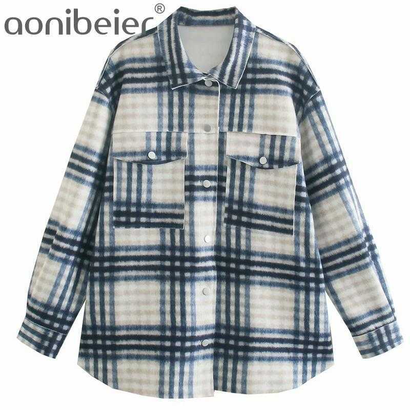 Spring Autumn Temperament Checked Shirt Covered Button Drop Shoulder Long Sleeve Women Loose Blouses Female Plaid Tops 210604, Blue
Spring Autumn Temperament Checked Shirt Covered Button Drop Shoulder Long Sleeve Women Loose Blouses Female Plaid Tops 210604, Blue
