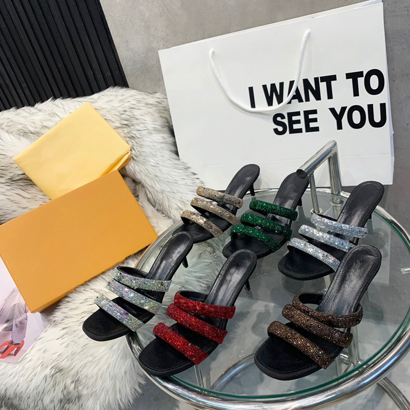 Rhinestone Slippers Sandals 6CM High Heel Womens crystal Flower Luxury designer 2021 Summer woman's top high quality Genuine leather Fa, Black
Rhinestone Slippers Sandals 6CM High Heel Womens crystal Flower Luxury designer 2021 Summer woman's top high quality Genuine leather Fa, Black