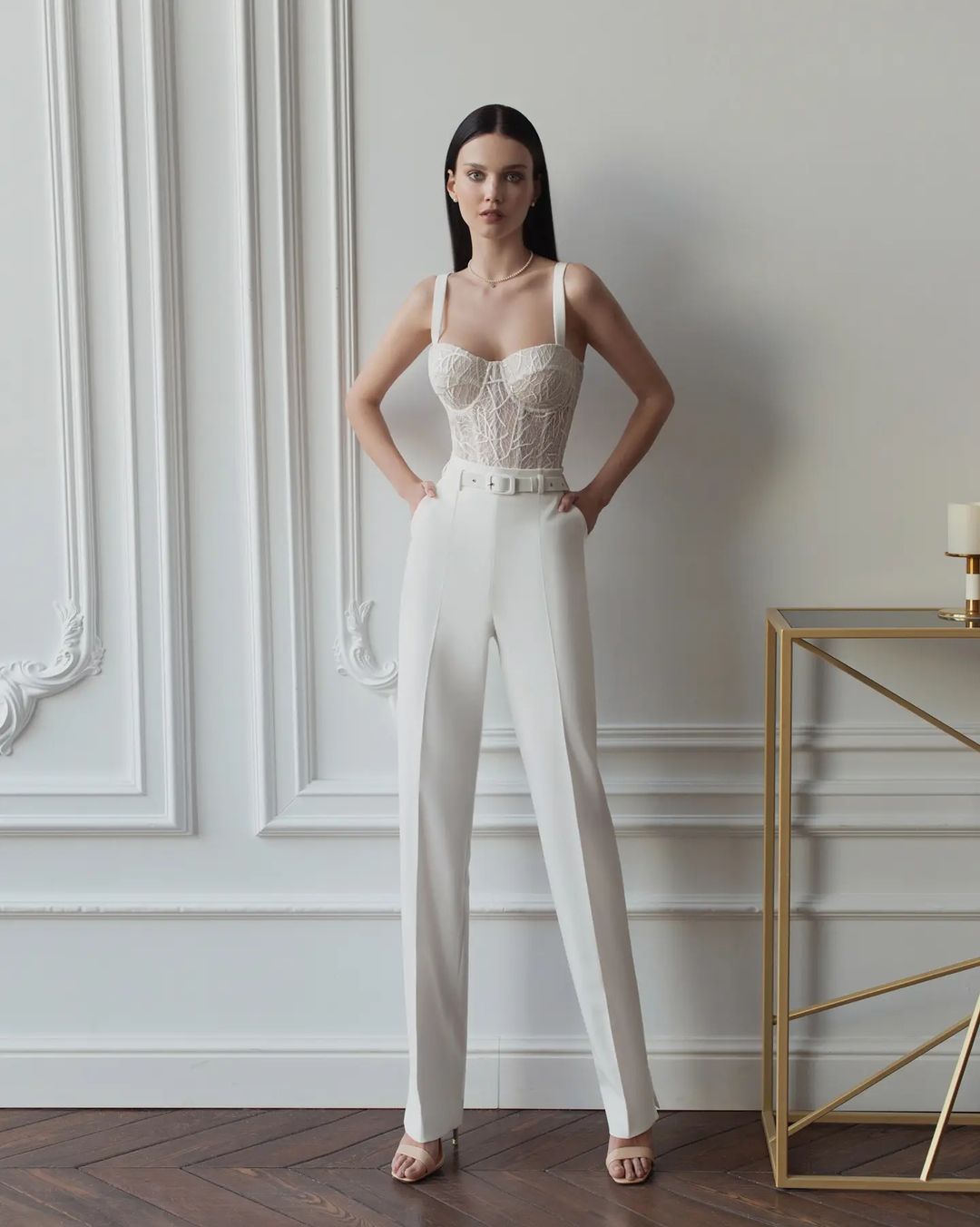 Modern Evening Dresses With Long-sleeves Strapless Satin Prom Dress Two-pieces Sweep Train Custom Made Formal Long Evening Gown