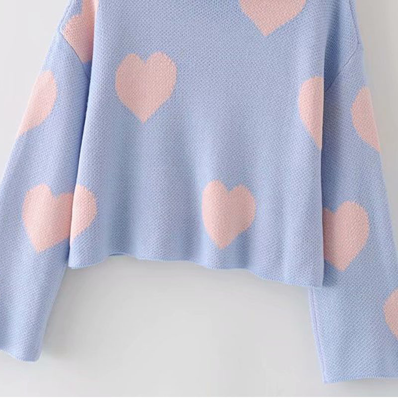 Lapel Love Zipper Knit Sweet Female Cardigan Harajuku Korean Navel Fashion Chic Women's Sweater Tops 210507