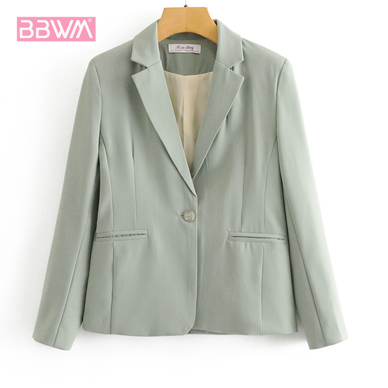 Spring Women's Fashion Wild Lapel A Buckle Loose Long-sleeved Casual Female Suit Sweet Professional Suit Top 210507