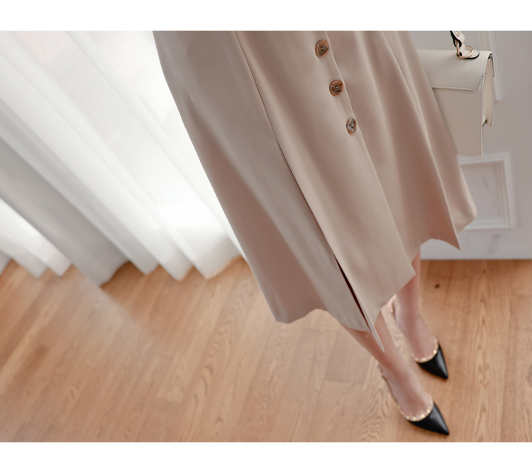 Chic Windbreaker style Dresses Autumn Winter Elegant Single Breasted Femme Vestidos Solid Color Swing Dress 210506