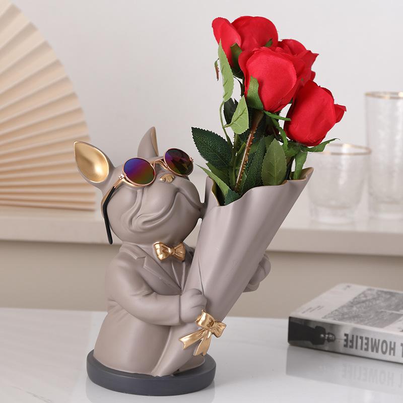 Vases Flower Vase Cool Dog Figurine Tabletop Home Decoration Ornamental Resin Art Sculpture Figurines Decor Decorative от DHgate WW