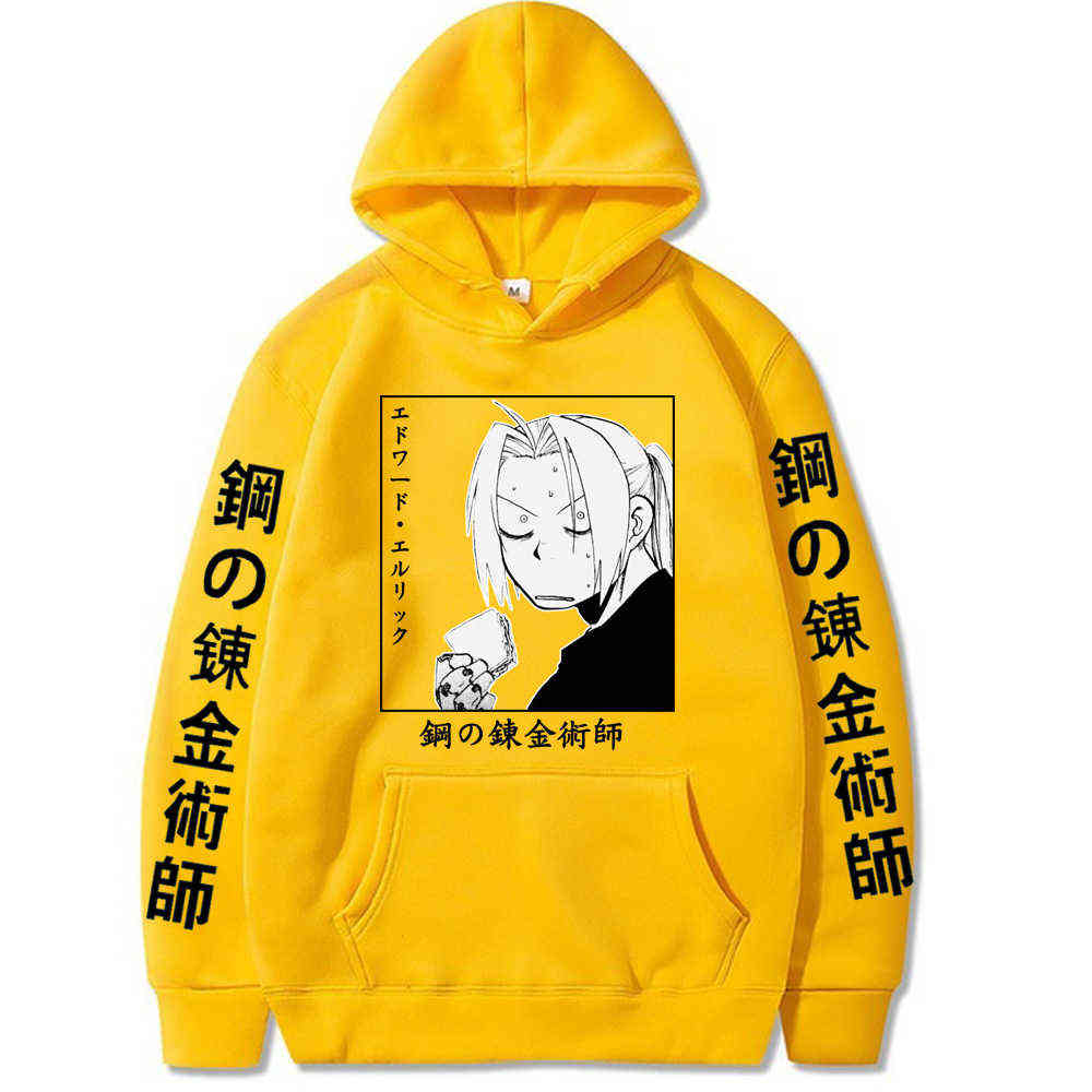 Japanese Anime Fullmetal Alchemist Hoodies Men Funny Harajuku Sweatshirt Unisex Male Y0804