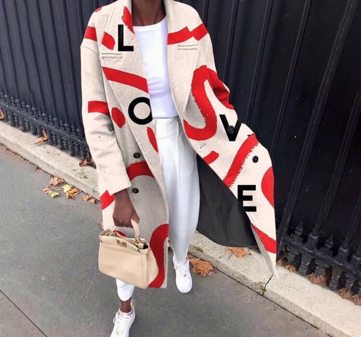 Women' Jackets Letter Print Wool Long Overcoat Casual Double Breasted Button Women Top Fashion Lapel Collar Loose Jacket Coats A01, Blue
Women' Jackets Letter Print Wool Long Overcoat Casual Double Breasted Button Women Top Fashion Lapel Collar Loose Jacket Coats A01, Blue