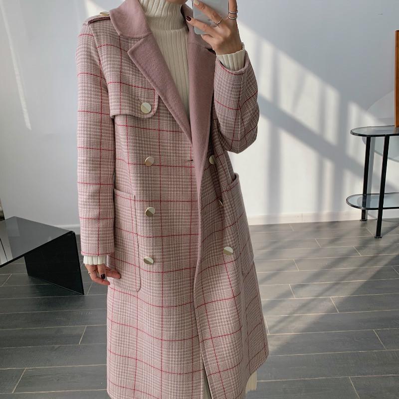 Women' Wool & Blends Women Double-Sided Woolen Coat Autumn Winter Turn-Down Collar Plaid Double Breasted Mid-Length Female, Pink
Women' Wool & Blends Women Double-Sided Woolen Coat Autumn Winter Turn-Down Collar Plaid Double Breasted Mid-Length Female, Pink