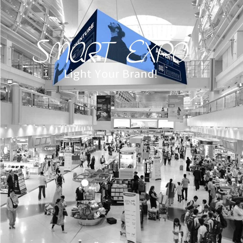 Advertising Display 20ft(L)* 3.5ft(H) Triangular Fabric Tension Hanging Banner with Strong Aluminum Frame Custom Print Graphic Portable Bag