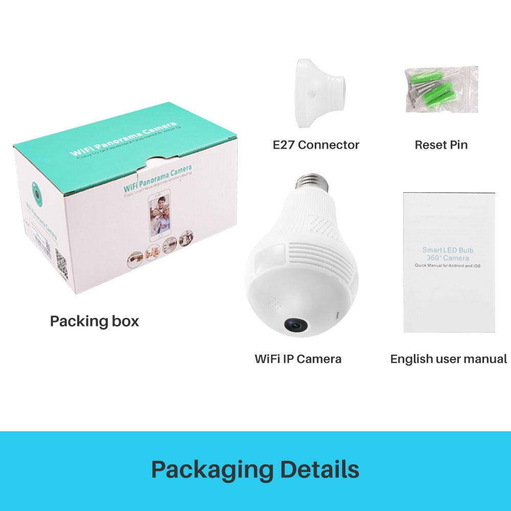 HD 360 Panoramic Wifi 1080P IP Camera Light Bulb Home Security Video Camera Wireless CCTV Surveillance Fisheye Network