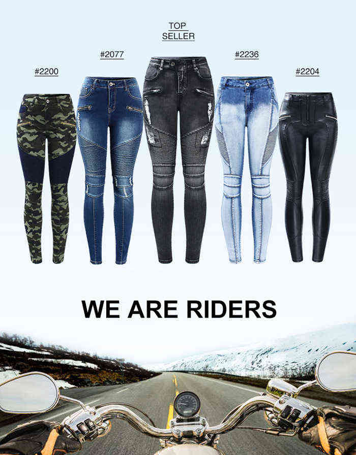 2168 Youaxon Black Motorcycle Biker Zip Jeans Women`s Mid High Waist Stretch Denim Skinny Pants Motor Jeans For Women 211112