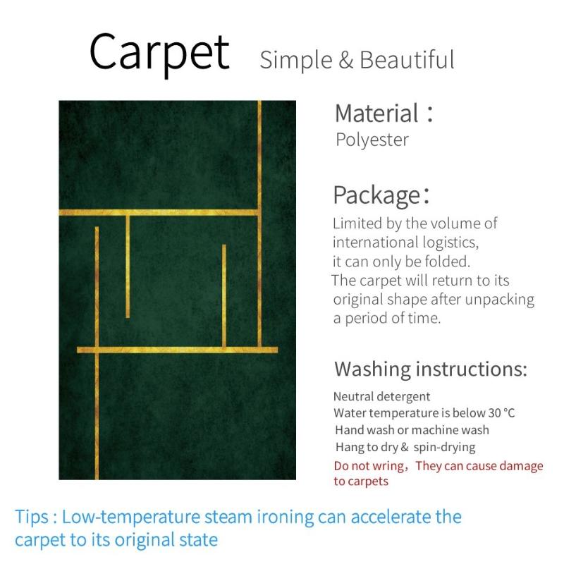 Luxury Golden Lines Dark Green Carpet For Living Room Floor Mat Beside Table Simple Decoration Home Hallway Bath Doormat Carpets