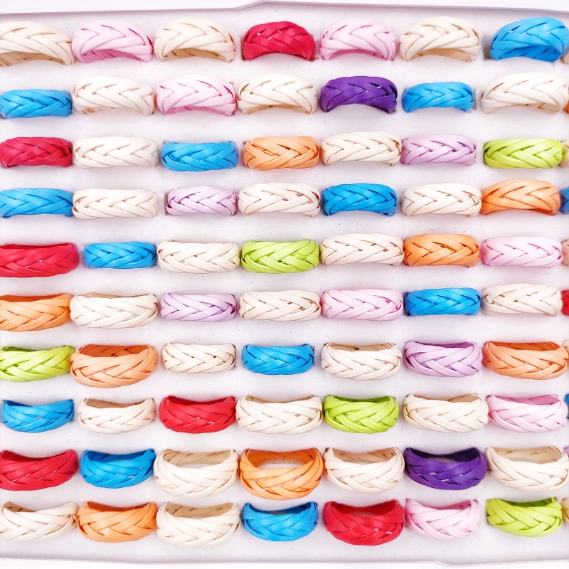 Fashion 100pcs/Lot Colorful Rings Handmade Weave Band Grass Vine Ring for Women Men Mixed Style Girls Party Jewelry Gifts
Fashion 100pcs/Lot Colorful Rings Handmade Weave Band Grass Vine Ring for Women Men Mixed Style Girls Party Jewelry Gifts