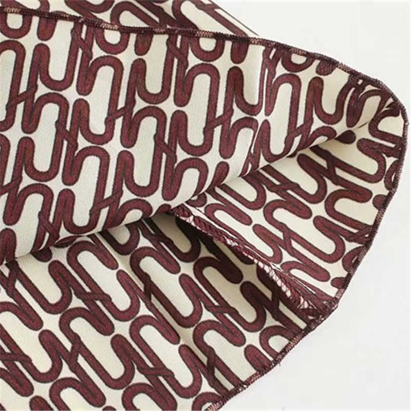 Aachoae Women Elegant Long Dress with Belt Chain Print Bow Tie Neck Office Lady Shirt Dress Long Sleeve Pleated Dress Vestidos 210630