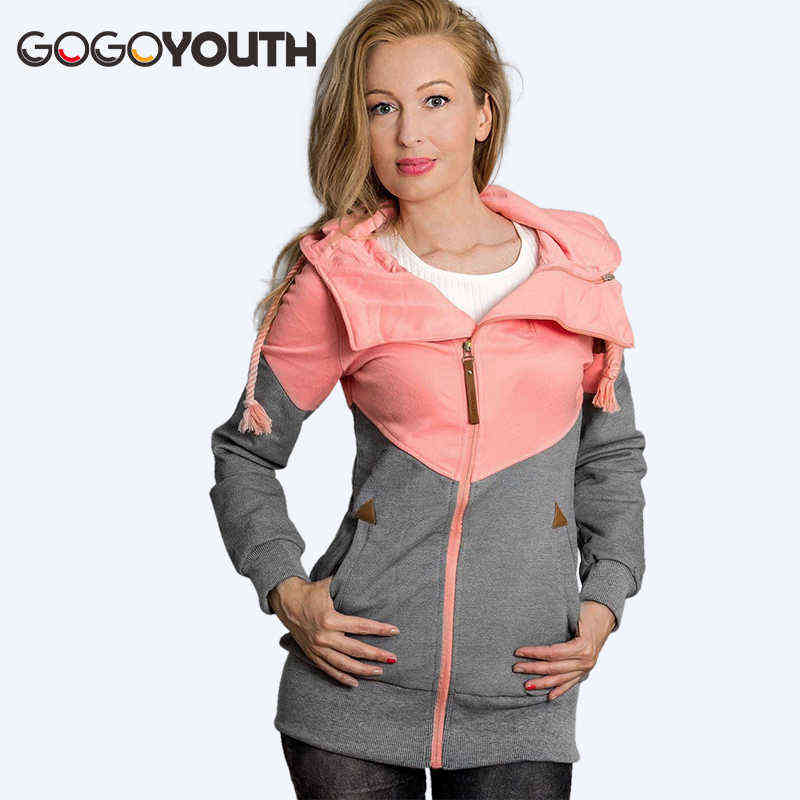 SURMIITRO Spring Women Jacket Fashion Autumn Winter Pink Blue Hooded Sweatshirt Zipper Hoodies Coat Female Sweat Polerones 211108