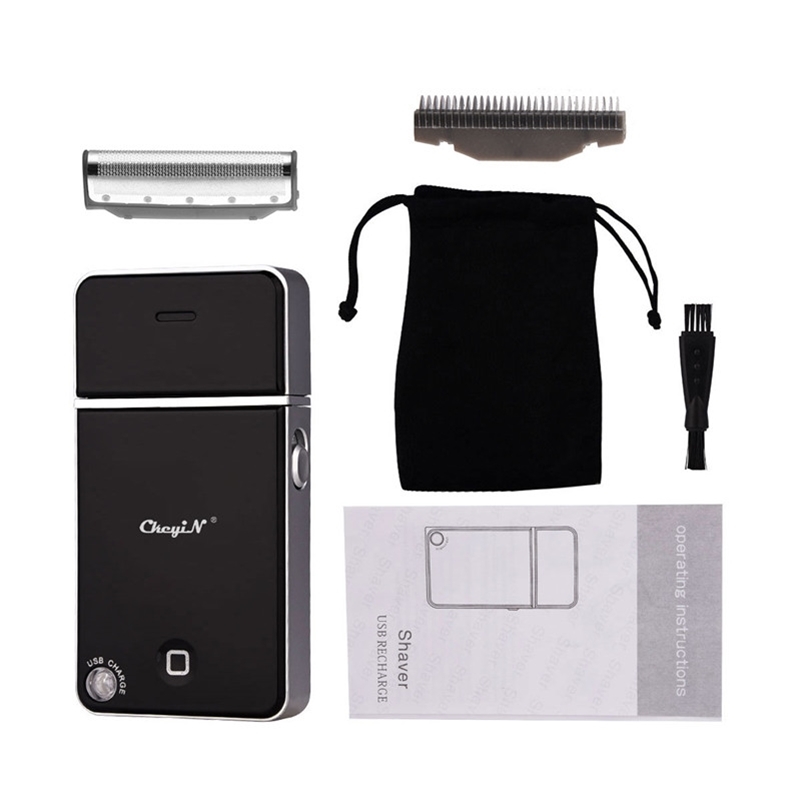 CkeyiN USB Rechargeable Men Electric Shaver Beard Trimmer Razor Reciprocating Mini Pocket Slim Foil Remover Face Shaving Machine 220112
