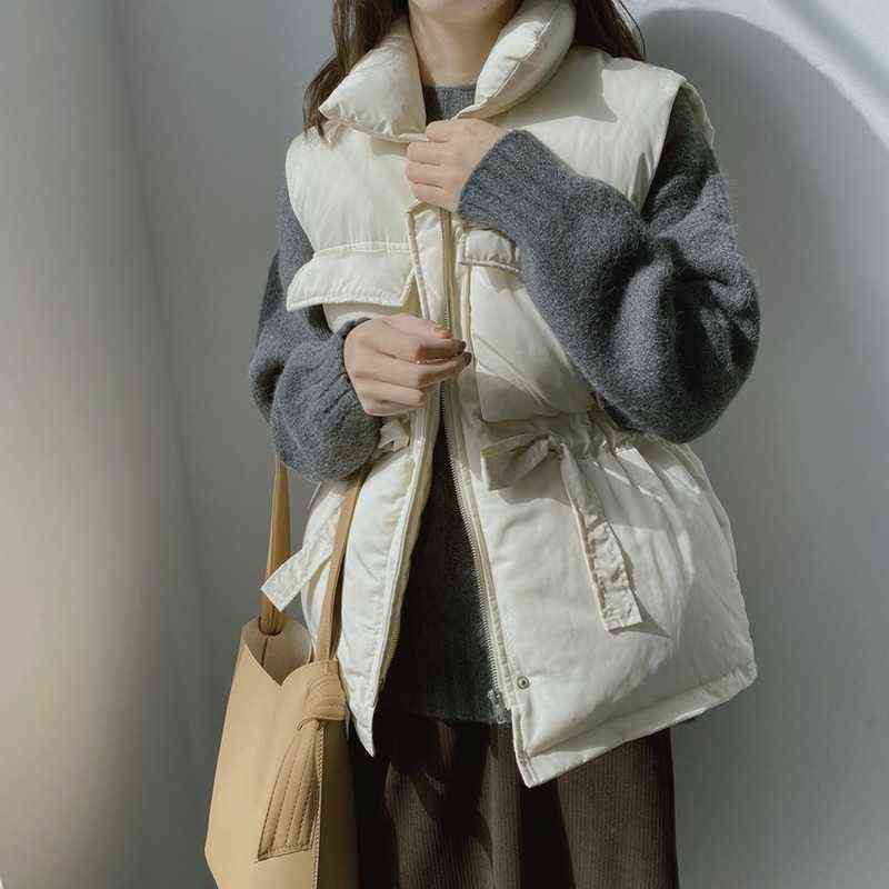Winter Spring Warm Vest Korean Loose Coat Thickening Before Short and Long Waist Cotton Waistcoat Women Puffer Jacket 211105