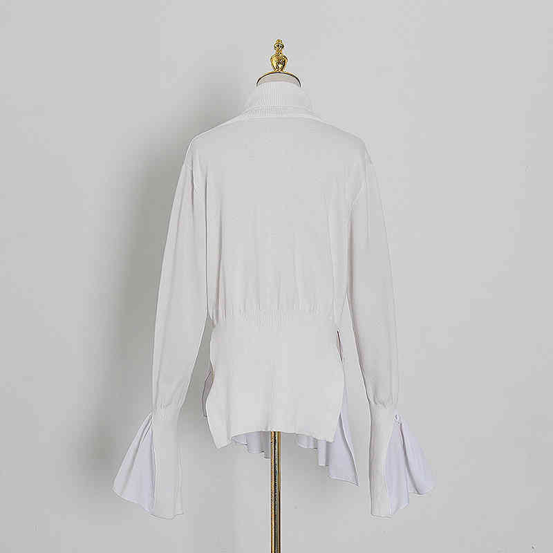 Hit Color Irregular Hem Sweater For Women Turtleneck Long Sleeve Casual Korean Sweaters Female Fashion Clothing 210524