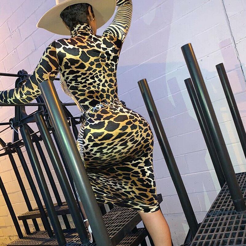 Fashion Womens Long Sleeve Print Bodycon Clubwear High Neck Female Patchwork Party Dress Casual Dresses, Leopard
Fashion Womens Long Sleeve Print Bodycon Clubwear High Neck Female Patchwork Party Dress Casual Dresses, Leopard