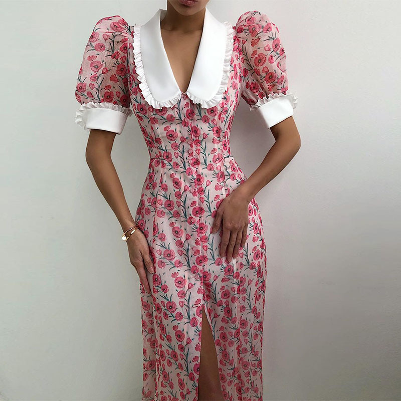 Floral Printed Vintage Sweet Midi Dress Summer Short Sleeve Single Breasted Classy Party Dresses 210521, Pink
Floral Printed Vintage Sweet Midi Dress Summer Short Sleeve Single Breasted Classy Party Dresses 210521, Pink