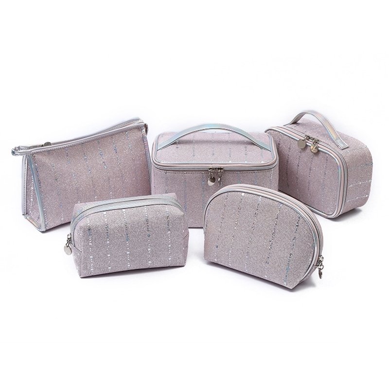 Hot selling glite cosmetic wind gold powder stripe hand holding women's portable storage bag, Square bag
Hot selling glite cosmetic wind gold powder stripe hand holding women's portable storage bag, Square bag