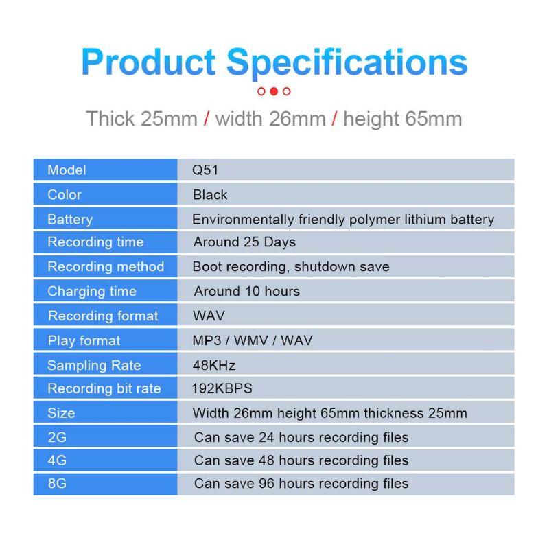 Digital Voice Recorder Q51 Mini Noise Reduction Recording Device Long Standby Time LX9B
Digital Voice Recorder Q51 Mini Noise Reduction Recording Device Long Standby Time LX9B