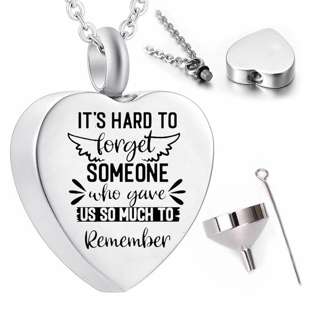 Angel Wing Memorial Pendant Cremation Jewelry Urn-It's hard to torget someone who gave us so much to remember
Angel Wing Memorial Pendant Cremation Jewelry Urn-It's hard to torget someone who gave us so much to remember