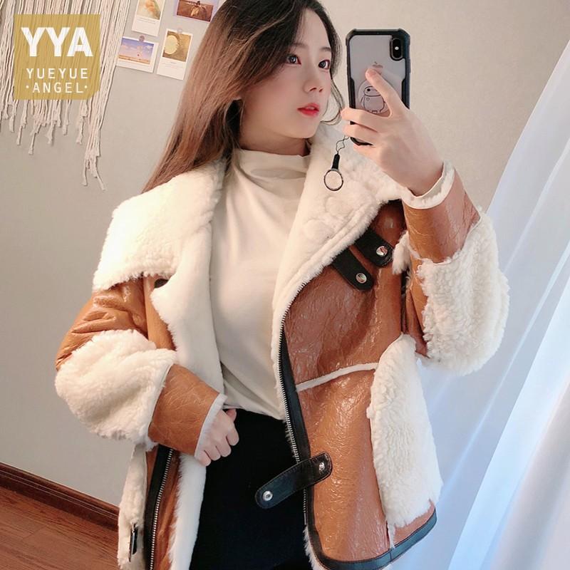 women's fur & faux shearling real jacket women thick warm winter wool lining coat leather patchwork motorcycle natural sheep jackets, Black
women's fur & faux shearling real jacket women thick warm winter wool lining coat leather patchwork motorcycle natural sheep jackets, Black
