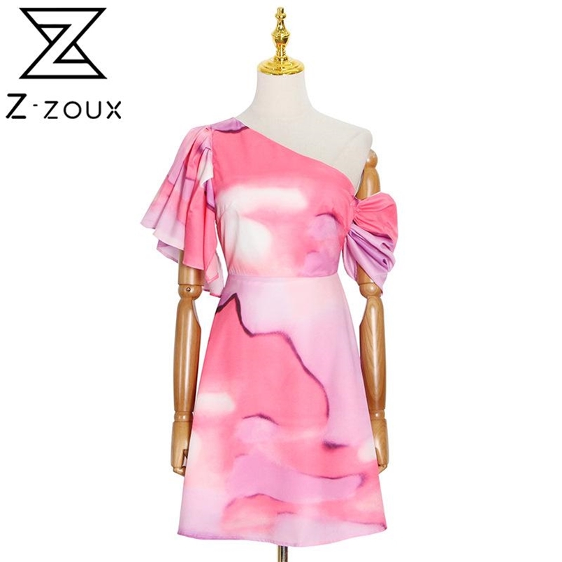 Women Dress Butterfly Sleeve Off Shoulder Printing Dresses Woman Asymmetry Plus Size Sexy Short Summer 210513