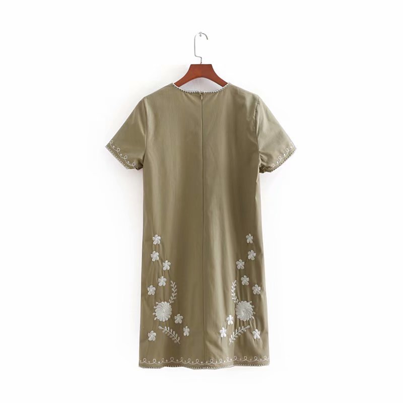 Casual Lady Floral Embroidery Mini Dress Fashion Women O Neck Short Sleeve Vestidos D1863 210430