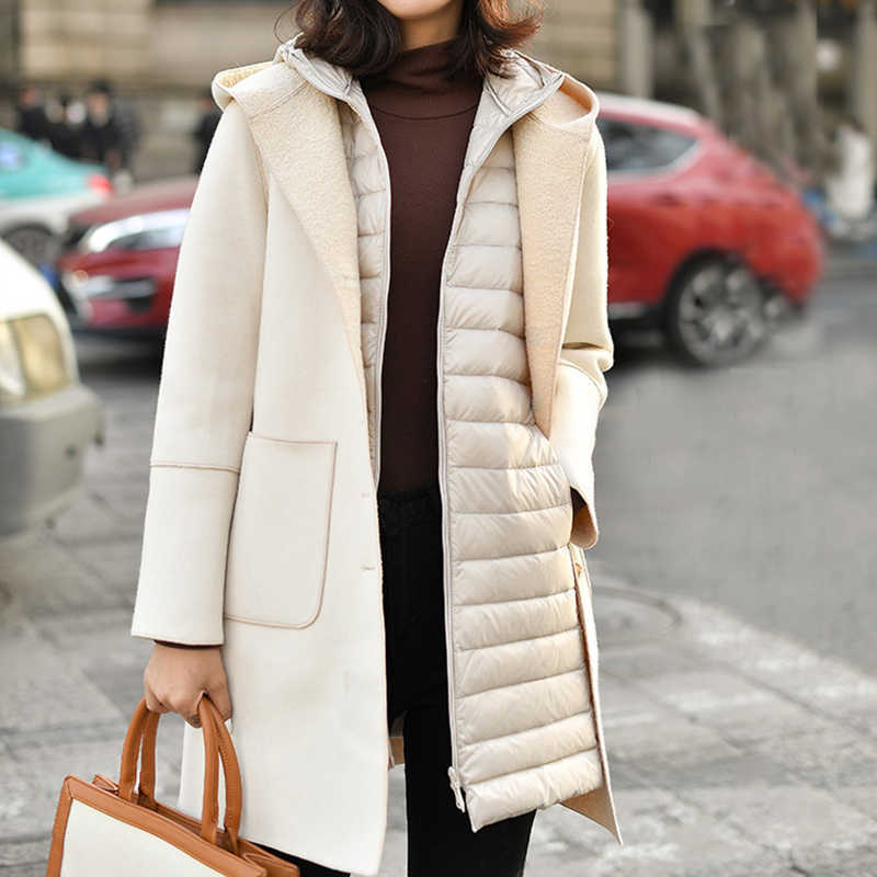 Women Duck Down Vest Jacket Autumn Winter Ultra Light Plus Size Down Puffer Coat Feamle Hooded Casual Sleeveless Waistcoat 210819