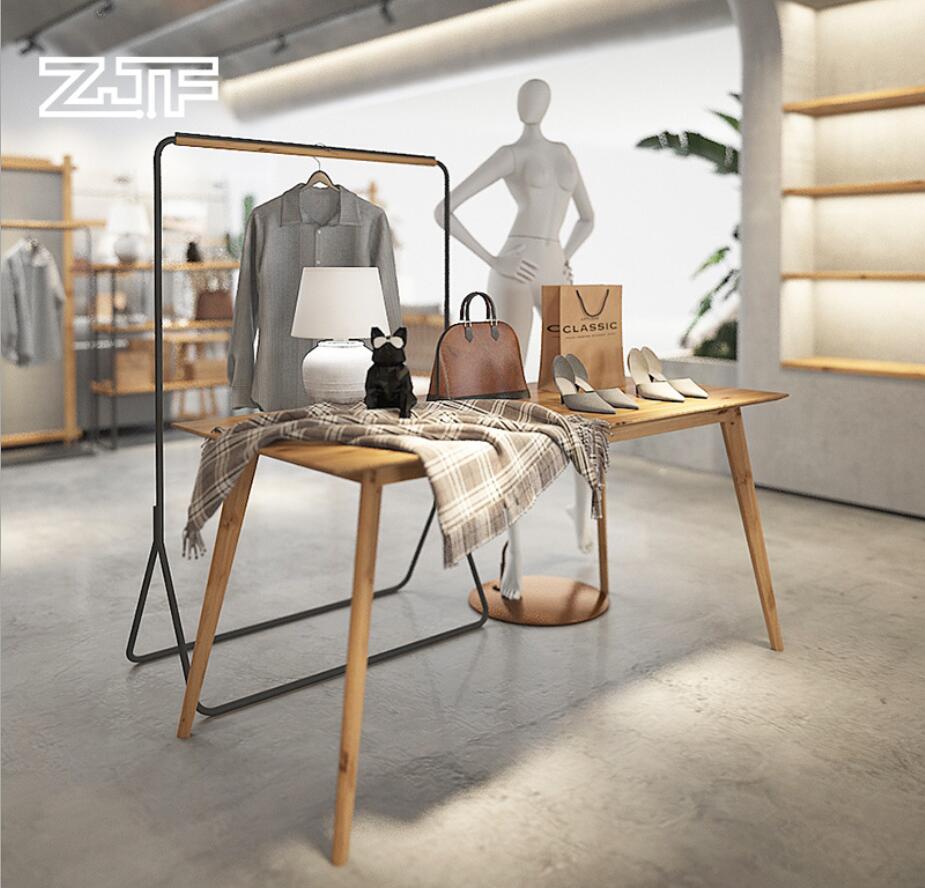 Clothing store display table Commercial Furniture water solid wood tables rectangular height displays Taichung Island D4