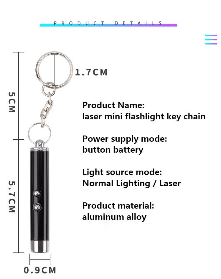 Mini Cat Red Laser Pen Key Chain Funny LED Light Pet Toys Keychain Pointer Pens Keyring for Cats Training Play Toy Flashlight