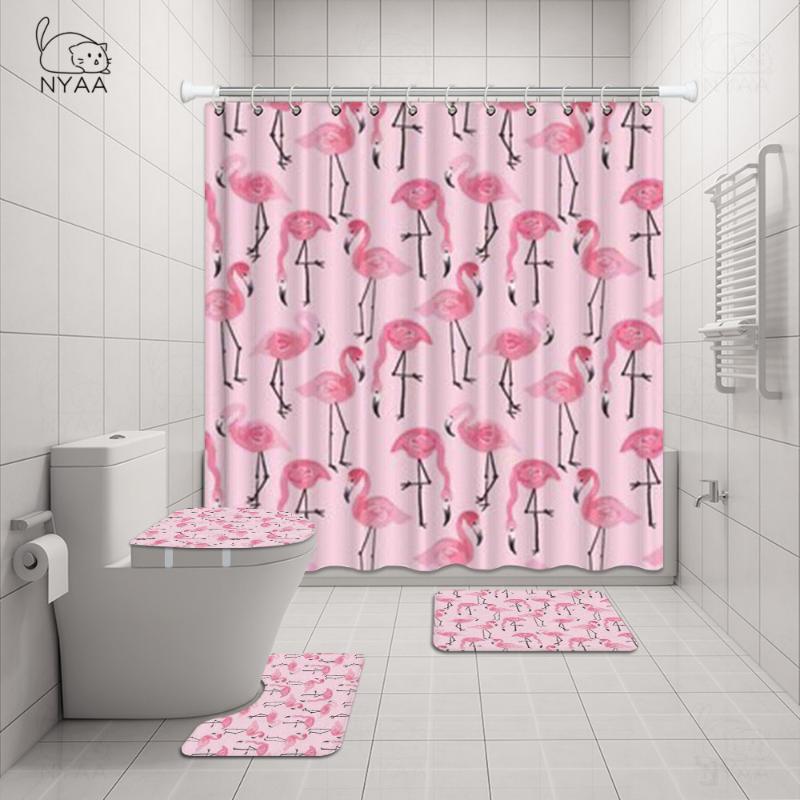 Flamingo Shower Curtain Animal Print Pink Bathroom Accessories Toilet Cover&Mat 4 Piece Set With Reinforced Buttonholes Bath Accessory
Flamingo Shower Curtain Animal Print Pink Bathroom Accessories Toilet Cover&Mat 4 Piece Set With Reinforced Buttonholes Bath Accessory