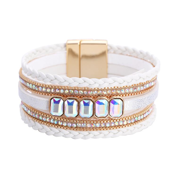 Bangle Charm Zircon Women Bracelet Bohemian Style Woman Hand Ornaments Multi-layer Genuine Leather Color Crystal Female Jewelry
Bangle Charm Zircon Women Bracelet Bohemian Style Woman Hand Ornaments Multi-layer Genuine Leather Color Crystal Female Jewelry