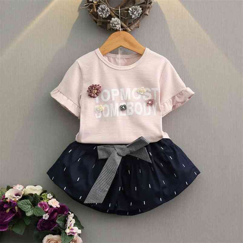 Arrivals Summer Children Sets Short Sleeve Decorative Flowers T-Shirt Bow Black Skirt Cute 2Pcs Girls Clothes 2-7T 210629, Pink
Arrivals Summer Children Sets Short Sleeve Decorative Flowers T-Shirt Bow Black Skirt Cute 2Pcs Girls Clothes 2-7T 210629, Pink