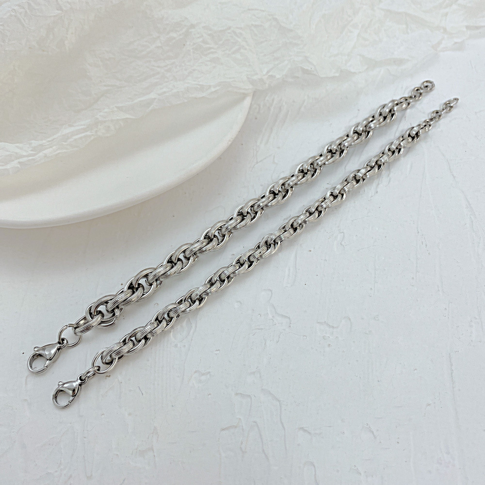 7mm/9mm (7.28''+35mm) Stainless Steel Fashion Rope Chain Bracelet Bangle for Men Women Gift