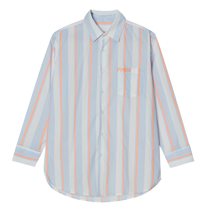 IEFB Men's Clothing Spring Striped Casual Shirt Man's Korean Loose Letter Trend Long Sleeve Shirts Oversize Tops 9Y6788 210524