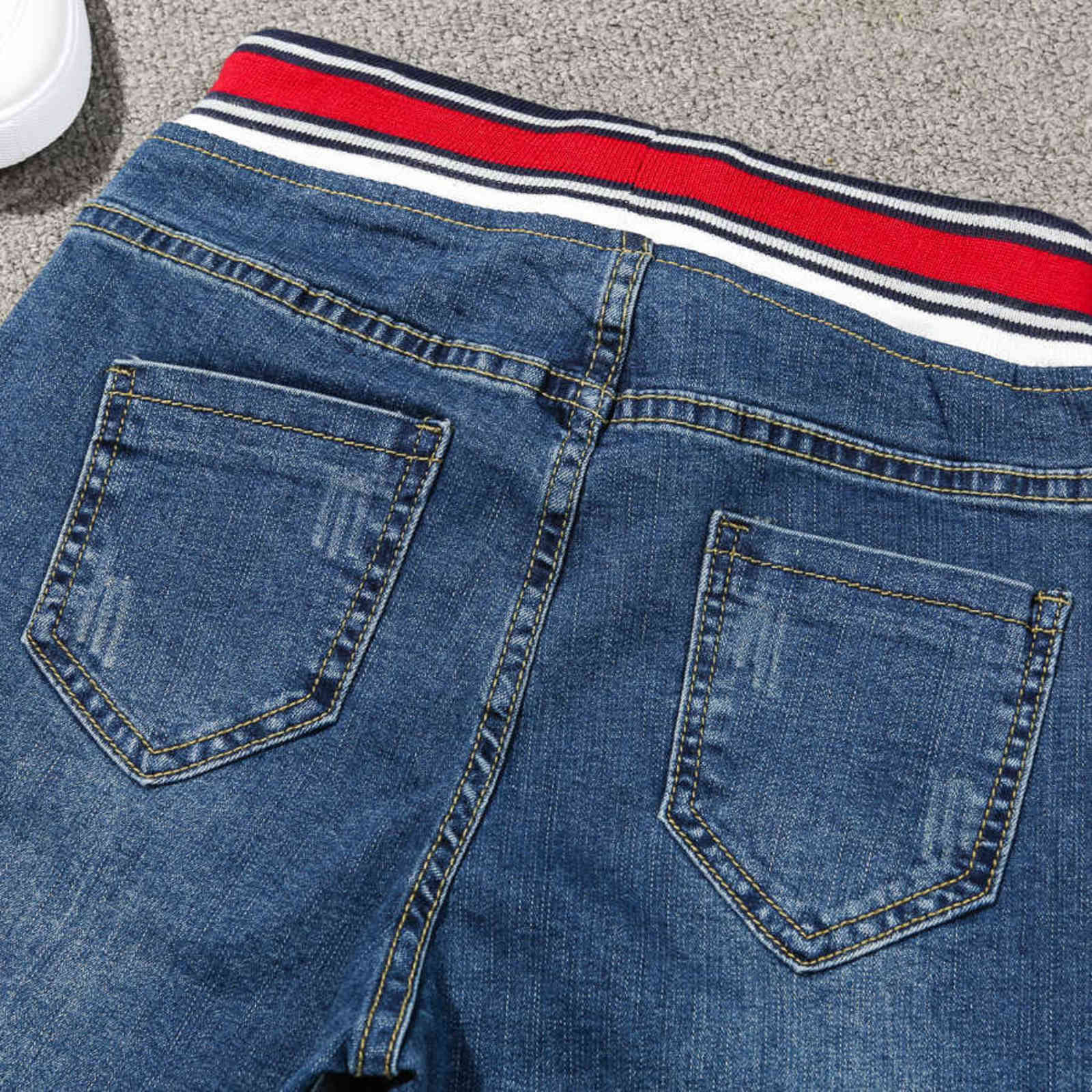 Large Plus Size 4XL 5XL Spring Stretch Jeans Women High Street Lace Up Harem Pants Elastic Wasit Patch Cuffs Denim 211115