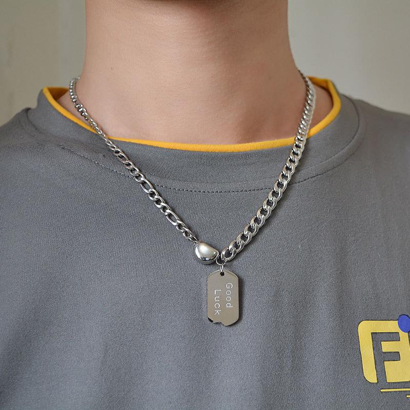 Pendant Necklaces Trendy Titanium Steel Chain Necklace For Men Women Letters Good Luck Square Heart Clavicle Unisex Jewelry
Pendant Necklaces Trendy Titanium Steel Chain Necklace For Men Women Letters Good Luck Square Heart Clavicle Unisex Jewelry